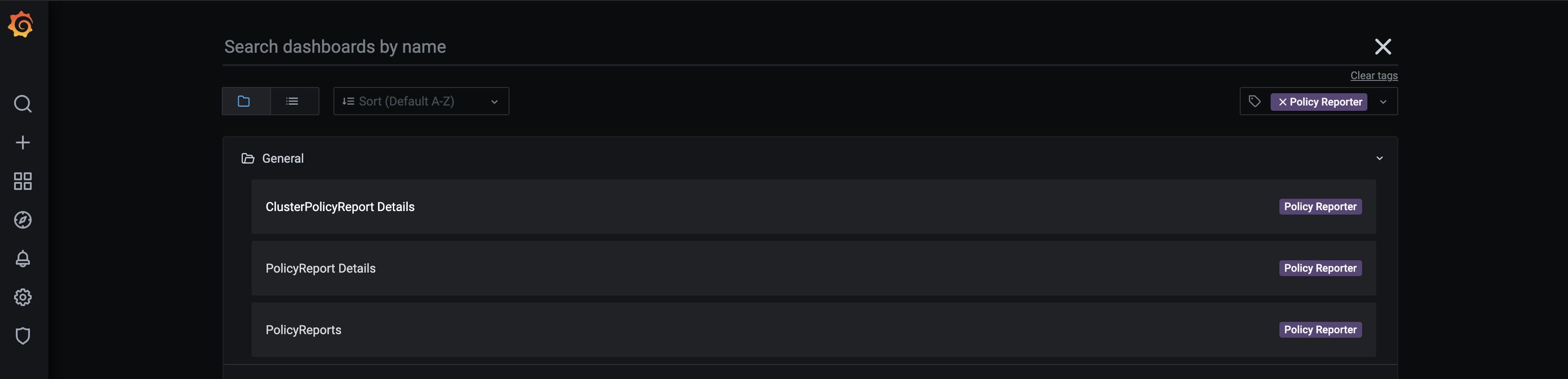 Grafana Policy Reporter Dashboard