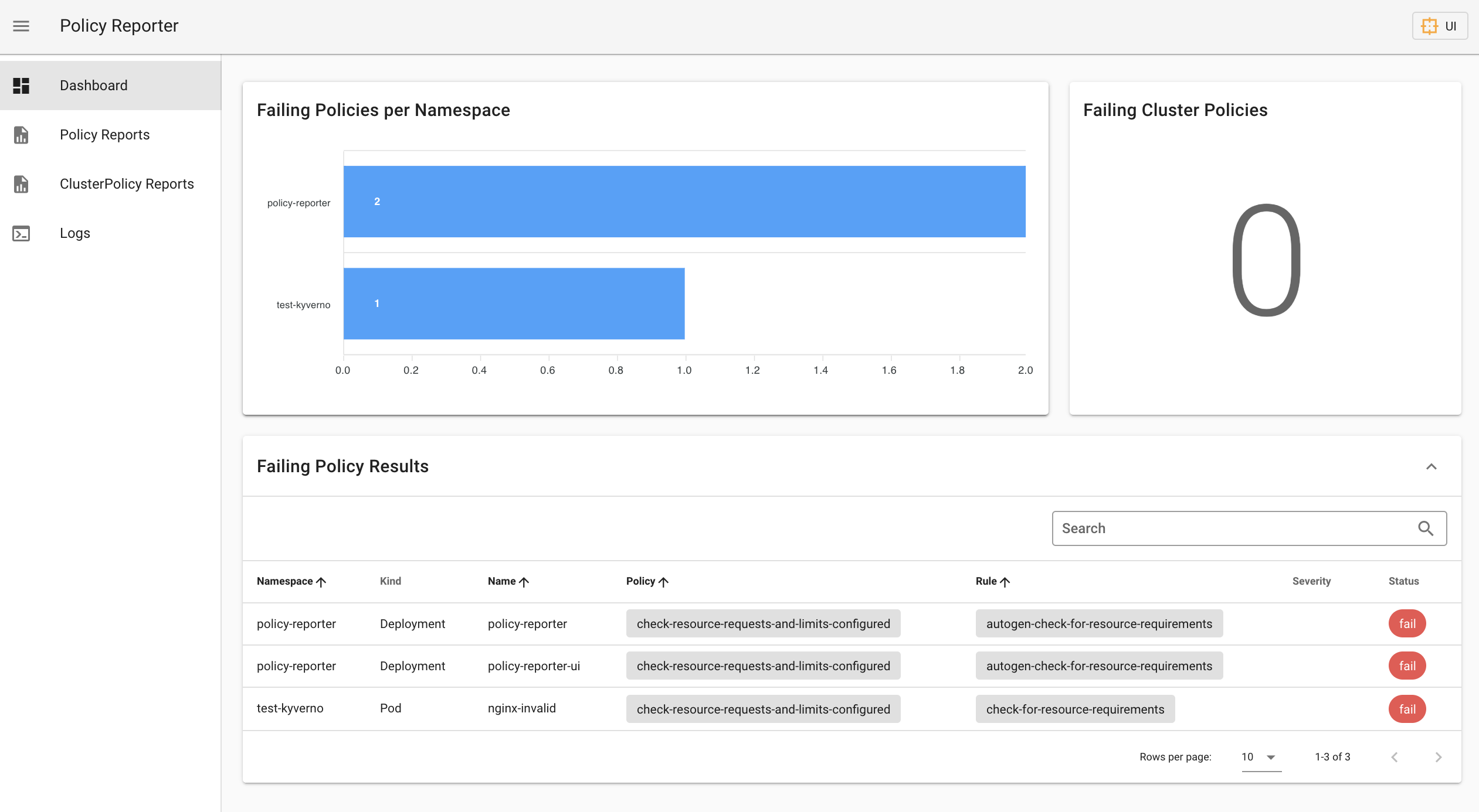 Policy Reporter UI