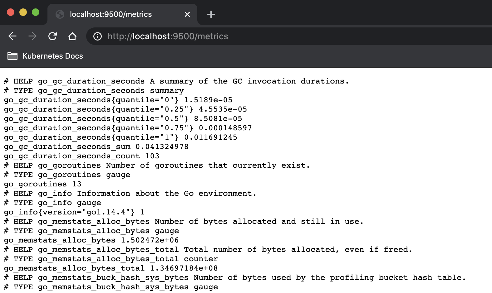 OpenEBS Metrics API Screenshot